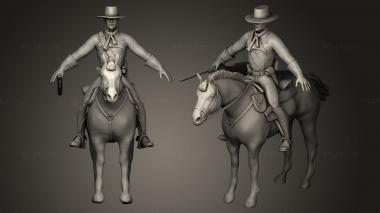 Military figurines cowboy on horse 3d model